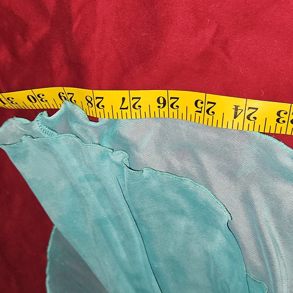 Elegant Light Blue and Green Dress with Floral Accent - Picture 11 of 14